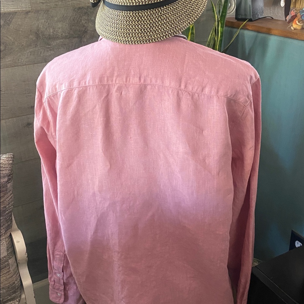 Frank & Eileen Pink/Mauve women’s linen long sleeve shirt - Picture 8 of 11